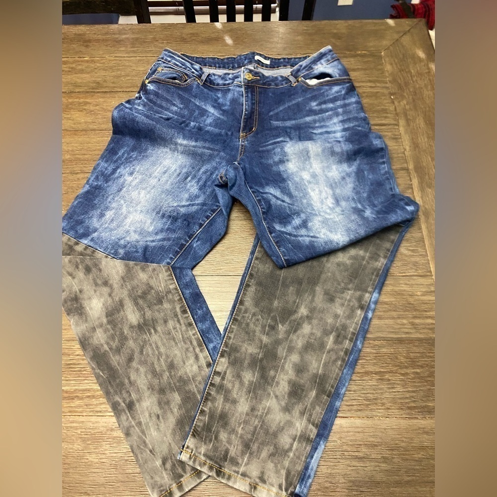 Nicki Minaj Blue Gray Denim Acid Wash Mid Rise Jeans Women's 16